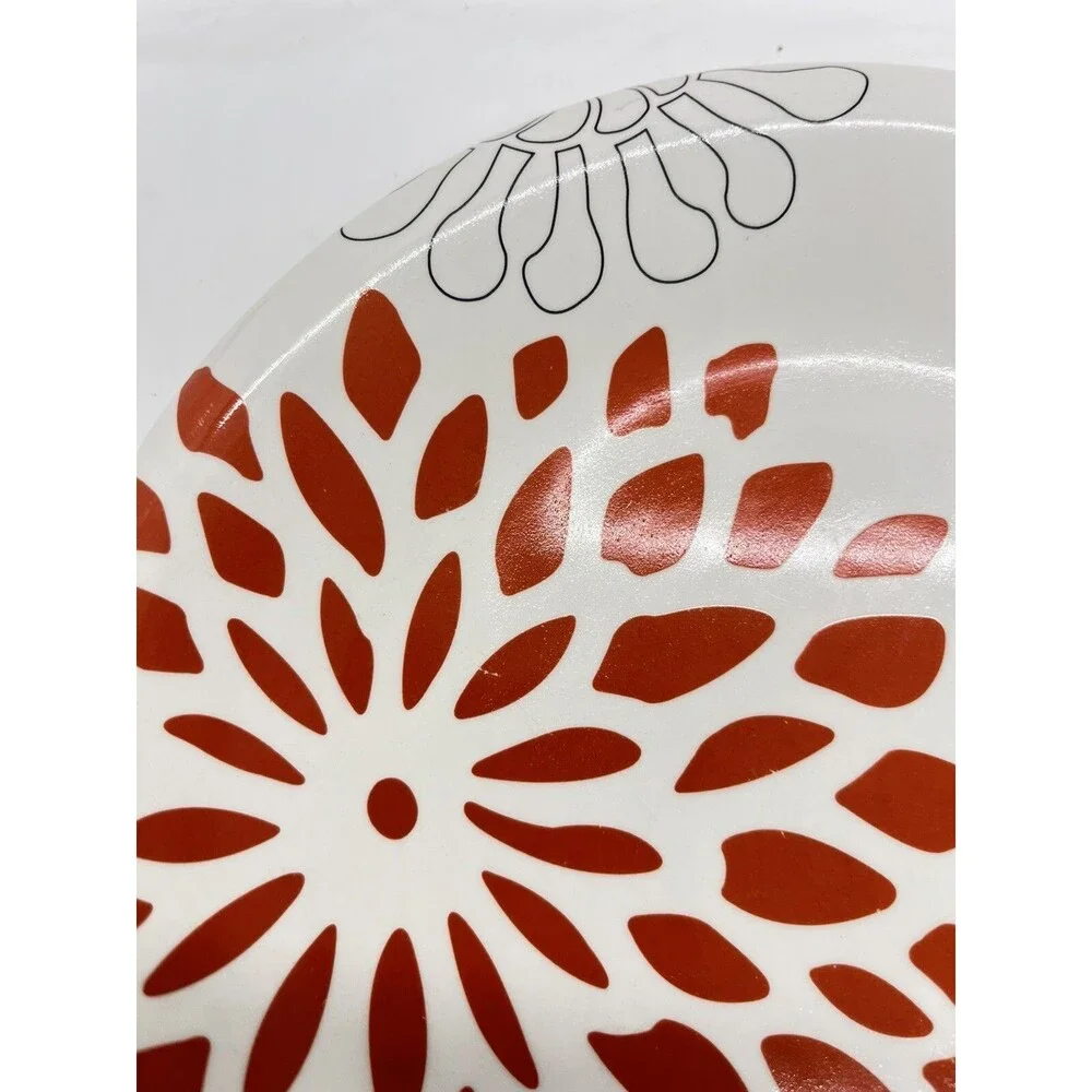 Pier 1 Mod Mum 8' Dessert Salad Plate Red Flower Black White